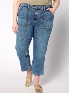 Canyon Retreat Straight-Leg Denim Jeans Cropped Blue SZ 16 NEW